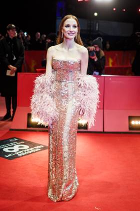 World premiere of Dreams , Berlinale Palast, Berlin, Germany Jessica Chastain poses on the red carpet at the World premiere of Dreams during Berlinale (Berlin Film Festival) at Berlinale Palast, Berlin, , Germany on 15 February 2025. Picture, Credit:Julie Edwards Avalon Germany, Potsdammer Platz, Berlin, Berlinale Palast  Copyright: xJuliexEdwardsx xAvalonx 0964542906