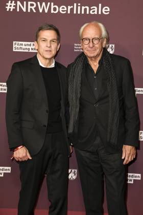 Christoph Schneider and Wolf Bauer as guests at the 22 NRW Reception of the State of NRW and the Film und Medienstiftung NRW at the Representation of the State of North Rhine-Westphalia in Berlin at the 75 International Film Festival on 16 02 2025 in Berlin Berlin Germany