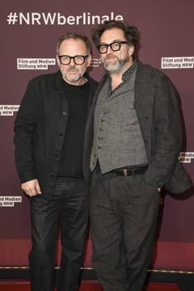 Samuel Finzi and production designer Uli Hanisch Actors as guests at the 22 NRW Reception of the State of NRW and the Film and Media Foundation NRW at the Representation of the State of North Rhine-Westphalia in Berlin at the 75 International Film Festival on 16 02 2025 in Berlin Berlin Germany