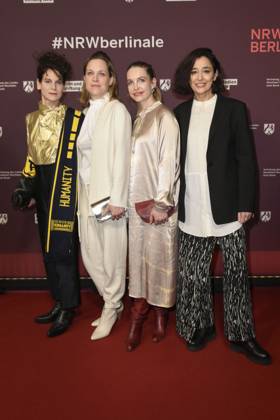 Bibiana Beglau, Anne Haug, Sina Martens and Dorka Gryllus Actresses as guests at the 22 NRW Reception of the State of NRW and the Film und Medienstiftung NRW at the Representation of the State of North Rhine-Westphalia in Berlin at the 75 International Film Festival on 16 02 2025 in Berlin Berlin Germany
