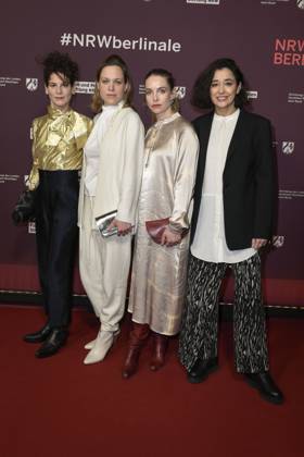 Bibiana Beglau, Anne Haug, Sina Martens and Dorka Gryllus Actresses as guests at the 22 NRW Reception of the State of NRW and the Film und Medienstiftung NRW at the Representation of the State of North Rhine-Westphalia in Berlin at the 75 International Film Festival on 16 02 2025 in Berlin Berlin Germany