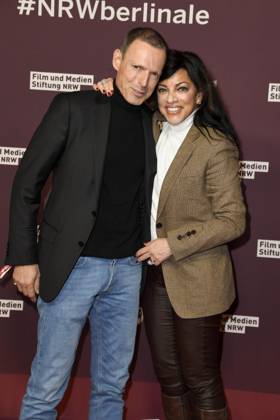 Michael Zechbauer and Alice Brauner couple as guests at the 22 NRW Reception of the State of NRW and the Film und Medienstiftung NRW at the Representation of the State of North Rhine-Westphalia in Berlin at the 75 International Film Festival on 16 02 2025 in Berlin Berlin Germany