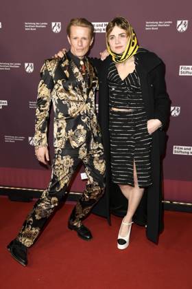 Alexander Scheer and Mala Emde Actors as guests at the 22 NRW Reception of the State of NRW and the Film and Media Foundation NRW at the Representation of the State of North Rhine-Westphalia in Berlin at the 75 International Film Festival on 16 02 2025 in Berlin Berlin Germany