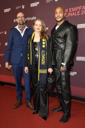 Philipp Stölzl, Anne Ratte Polle and Malick Bauer as guests at the 22 NRW Reception of the State of NRW and the Film und Medienstiftung NRW at the Representation of the State of North Rhine-Westphalia in Berlin at the 75 International Film Festival on 16 02 2025 in Berlin Berlin Germany