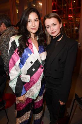 Bianca Nawrath and Julia Wiedemann actresses as guests at the party at the 22 NRW reception of the state of NRW and the Film und Medienstiftung NRW at the Representation of the State of North Rhine-Westphalia in Berlin at the 75 International Film Festival on 16 02 2025 in Berlin Berlin Germany