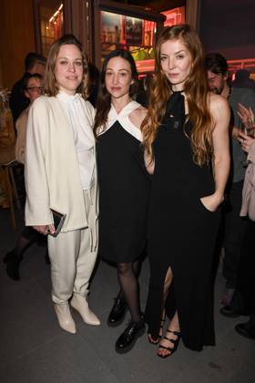 Anne Haug, Aenne SCchwarz and Pheline Roggan actresses as guests at the party at the 22 NRW reception of the state of NRW and the Film und Medienstiftung NRW at the Representation of the State of North Rhine-Westphalia in Berlin at the 75 International Film Festival on 16 02 2025 in Berlin Berlin Germany