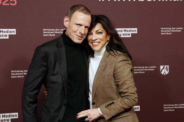 Alice Brauner with husband Michael Zechbauer at the 22 NRW Reception of the State of North Rhine-Westphalia and the Film und Medienstiftung NRW as part of the Berlinale 2025 at the Representation of the State of North Rhine-Westphalia Berlin, 16 02 2025 Foto:xD.xBedrosianx xFuturexImagex nrw_5342