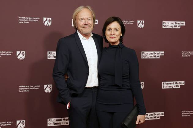 Sandra Maischberger with husband Jan Kerhart at the 22 NRW Reception of the State of NRW and the Film and Media Foundation NRW as part of the Berlinale 2025 at the Representation of the State of North Rhine-Westphalia Berlin, 16 02 2025 Foto:xD.xBedrosianx xFuturexImagex nrw_5365