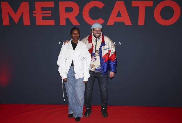 CELEBRITES : Avant Premiere du film Mercato - Paris - 17 02 2025 Hakim Jemili et Fadily Camara ParisFrance  Copyright: xMichtofx