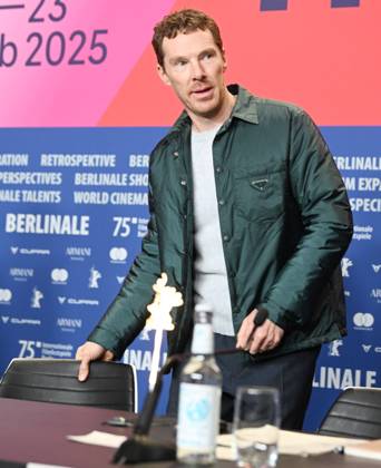 British actor Benedict Cumberbatch attends the press conference of The Thing With Feathers at the 75th Berlin Film Festival in Berlin, Germany on Tuesday, February 18, 2025.  BER20250218153 RUNExHELLESTAD