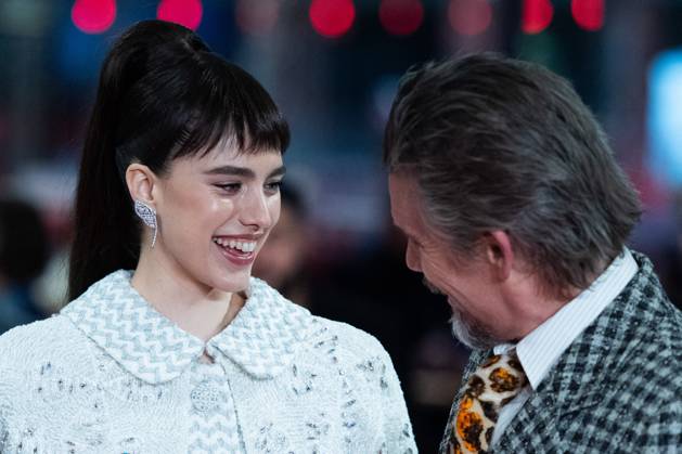 Berlinale The Thing with Feathers Premiere Margaret Qualley and Ethan Hawke attending The Thing with Feathers Premiere during the 75th Berlin International Film Festival (Berlinale) in Berlin, Germany, on February 18, 2025. Photo by Aurore Marechal ABACAPRESS.COM Berlin Germany  Copyright: xMarechalxAurore ABACAx