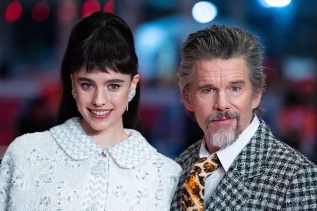 Berlinale The Thing with Feathers Premiere Margaret Qualley and Ethan Hawke attending The Thing with Feathers Premiere during the 75th Berlin International Film Festival (Berlinale) in Berlin, Germany, on February 18, 2025. Photo by Aurore Marechal ABACAPRESS.COM Berlin Germany  Copyright: xMarechalxAurore ABACAx