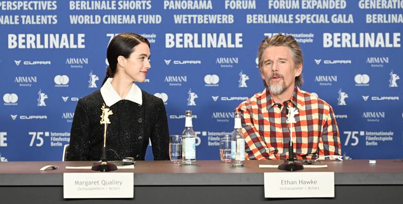 Press conference for the film Blue Moon during the 75th Berlin International Film Festival Featuring: Margaret Qualley, Ethan Hawke Where: Berlin, Germany When: 18 Feb 2025 Credit: Cover Images EDITORIAL USE ONLY. NOT FOR USE BY NEWSPAPERS BASED IN THE UK. Copyright: xx coverimg54527925
