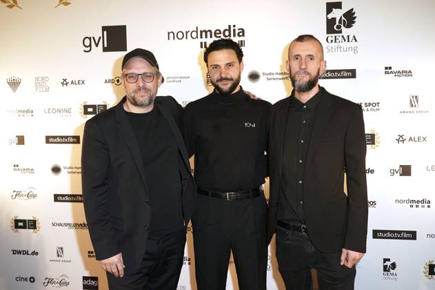 Ansgar Frerich, Julian Kossmann and Florian Holzner at the 12th DAfFNE Award 2025 ceremony at Babylon Berlin, 21 02 2025 Foto:xT.xBartillax xFuturexImagex daffne_5212