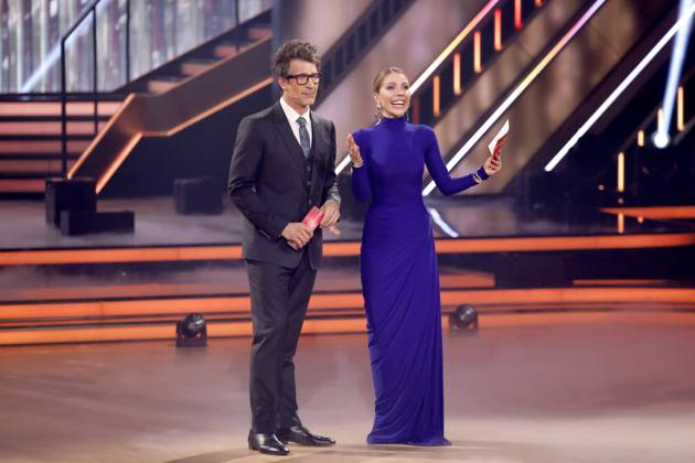 Presenter Daniel Hartwich and presenter Victoria Swarovski at the 18th season of the RTL dance show Lets Dance at the Coloneum Cologne, 21 02 2025 NRW Germany Copyright: xChristophxHardtx