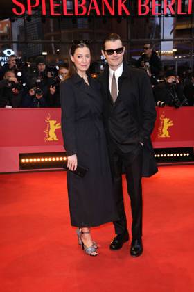 Alexandra Maria Lara and Sam Riley arriving at the Closing Ceremony at the Berlinale Palast of the Berlinale International Film Festival on February 22, 2025 in Berlin Berlinale 2025 Closing Ceremony