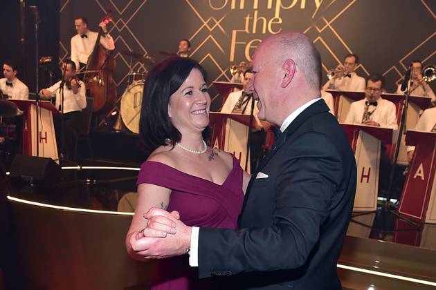73 VBKI Ball Berlin Berlins Governing Mayor Kai Wegner and his girlfriend, Senator for Education Katharina Günther Wünsch both CDU at the opening dance at the 73 VBKI Ball at the Hotel Intercontinental for the 75th Berlinale in Berlin, on 17 02 2025 Photopress Mueller