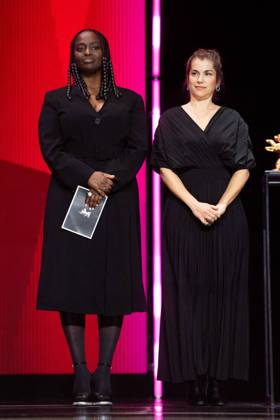 Berlinale Closing Ceremony Aissa Maiga and Maria Zamora attending the Closing Ceremony for the 75th Berlin International Film Festival (Berlinale) in Berlin, Germany, on February 22, 2025. Photo by Aurore Marechal ABACAPRESS.COM Berlin Germany  Copyright: xMarechalxAurore ABACAx