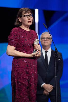 Berlinale Closing Ceremony Lucile Hadzihalilovic accepts the Silver Bear for Outstanding Artistic Contribution for The Ice Tower with Todd Haynes during the Closing Ceremony for the 75th Berlin International Film Festival (Berlinale) in Berlin, Germany, on February 22, 2025. Photo by Aurore Marechal ABACAPRESS.COM Berlin Germany  Copyright: xMarechalxAurore ABACAx