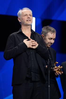 Berlinale Closing Ceremony Yngve Saether and Dag Johan Haugerud accept the Golden Bear for Dreams (Sex Love) during the Closing Ceremony for the 75th Berlin International Film Festival (Berlinale) in Berlin, Germany, on February 22, 2025. Photo by Aurore Marechal ABACAPRESS.COM Berlin Germany  Copyright: xMarechalxAurore ABACAx