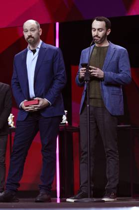 Lance Kramer and Brandon Kramer with the Berlinale Documentary Award for Holding Liat at the Closing Ceremony and Award Ceremony at the Berlinale 2025 75 Berlin International Film Festival in the Berlinale Palast Berlin, 22 02 2025 Foto:xN.xKubelkax xFuturexImagex closing_berlinale_5463