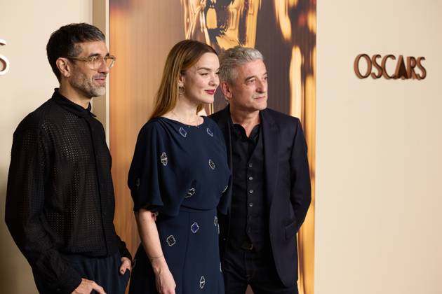 97th Oscars Nominees dinner Emmanuel Janvier, Julia Floch Carbonel and Jean-Christophe Spadaccini at the 97th Oscars Nominees dinner at the Academy Museum of Motion Pictures on Tuesday, February 25, 2025., Credit:Trae Patton The Academy Avalon United States of America, CA, Los Angeles, Academy Museum of Motion Pictures  Copyright: xTraexPattonx xThexAcademyx xAvalonx 0969210210