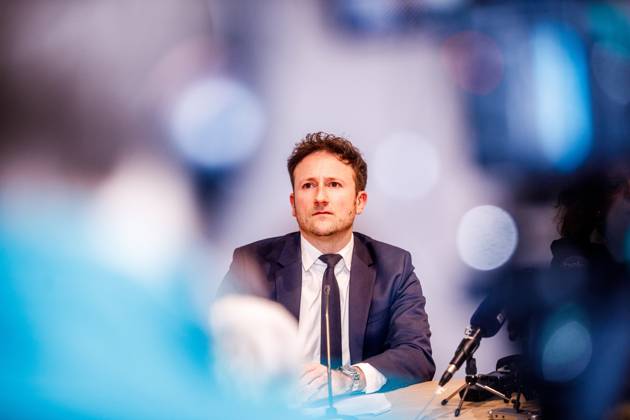 Brussels King s Prosecutor Julien Moinil pictured during a press conference regarding the arrest of French-Italian criminal Antonio Ferrara, Friday 28 February 2025, at the Belgian federal police headquarters, in Brussels. Ferrara was arrested Yesteday with seven others in Eupen during a joint operation executed by French and Belgian police. The group allegedly planned a robbery on a secured cash depot in Germany. Ferrara is known as the escape king for having escaped from prison twice.  HATIMxKAGHAT 113652252