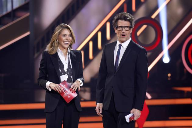 Presenter Daniel Hartwich and presenter Victoria Swarovski at the 18th season of the RTL dance show Lets Dance at the Coloneum Cologne, 28 02 2025 NRW Germany Copyright: xChristophxHardtx