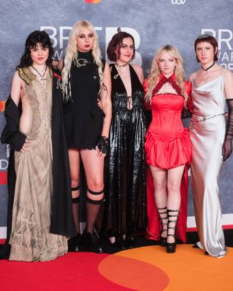 The BRIT Awards, 2025 Red Carpet Arrivals on Saturday 1 March 2025 Abigail Morris, Georgia Davies, Aurora Nishevci ,Emily Roberts and Lizzie Mayland of The Last Dinner Party seen at the The BRIT Awards, 2025 Red Carpet Arrivals on Saturday 1 March 2025 at Intercontinental Hotel O2, London. . Picture, Credit:Julie Edwards Avalon UK, Greenwich, London, Intercontinental Hotel O2 Copyright: xJuliexEdwardsx xAvalonx 0970679105