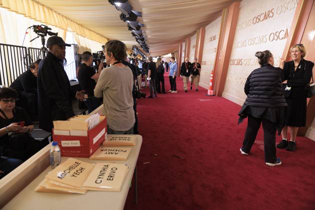 March 1, 2025, Hollywood, California, USA: Names of actors attending the Red Carpet of the 97th Academy Awards are seen laid out on Saturday March 1, 2025 at the Dolby Theater in Los Angeles, California. JAVIER ROJAS PI Hollywood USA - ZUMAp124 20250301_zaa_p124_016 Copyright: xJavierxRojasx