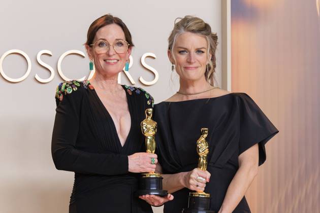 March 2, 2025, Hollywood, California, USA: (L-R) Lisa Remington and Molly O Brien, winners of the Best Documentary Short Film award for Ã¢â‚¬oeThe Only Girl in the OrchestraÃ¢â‚¬Â, pose in the press room of the 97th Annual Academy Awards on Sunday March 2, 2025 at the Dolby Theater in Hollywood, California. BURT HARRIS BNS PI Hollywood USA - ZUMAp124 20250302_zaa_p124_490 Copyright: xBurtxHarrisx
