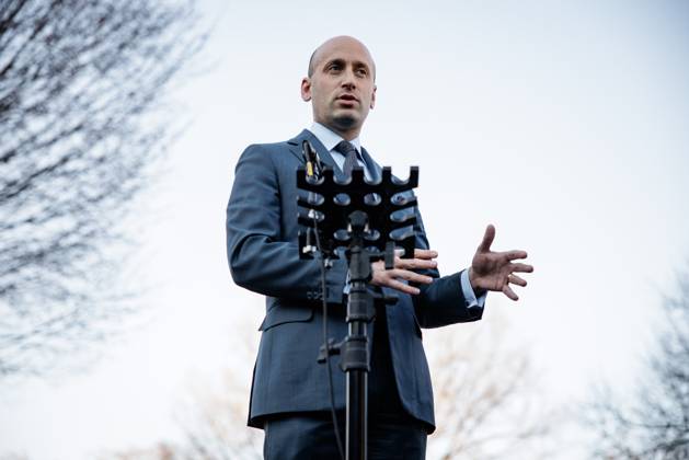 Deputy Chief of Staff Stephen Miller speaks to reporters outside of the West Wing at the White House on Monday, March 3, 2025, in Washington, DC. WAX20250303209 SamuelxCorum