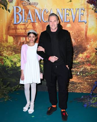 Milan, Photocall for the premiere of the Disney film Snow White Milan, Photocall for the premiere of the Disney film Snow White In the photo: Alvin with his daughter Ariel Milan  Copyright: xIPA ABACAx