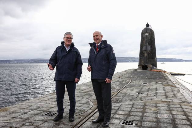 Prime Minister Keir Starmer visits a Vanguard Submarine 17 03 2025. Scotland, United Kingdom. Prime Minister Keir Starmer and Defence Secretary John Healey visits a Vanguard class submarine off the coast of Scotland as it returns home from a period of duty at sea., Credit:Simon Dawson Avalon United Kingdom, Scotland, Scotland  Copyright: xSimonxDawsonx xAvalonx 0977380833