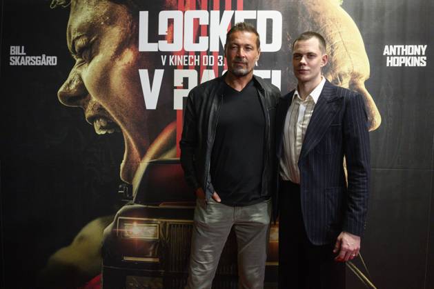 Producer Petr Jakl, left, and actor Bill Skarsgard pose before the premiere of the American thriller Locked, Prague, Czech Republic, March 26, 2025. (CTKxPhoto MichalxKamaryt) CTKPhotoP2025032608272  CTKPhotoP2025032608272