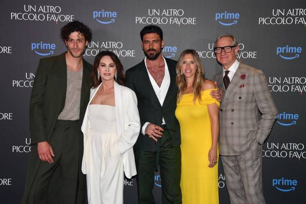 Rome, Cinema Barberini Premiere of the film Another Small Favor Rome, Cinema Barberini Premiere of the film Another Simple Favor , In the photo: Lorenzo De Moor Elena Sofia Ricci Michele Morrone Laura Fischer Paul Feig Rome Italy  Copyright: xIPA ABACAx