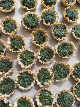 High angle view of mini spanakopita pies  Copyright: xSpencerxJonesx ghi-plexi01452