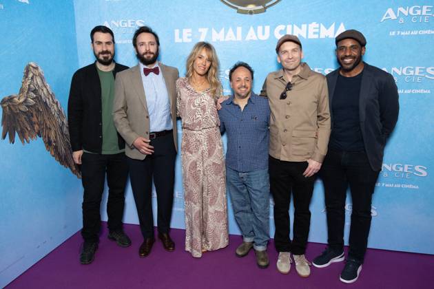 Anges & Cie Paris Film Premiere Simon Astier, Julien Pestel, Elodie Fontan, Romain Lancry, Vladimir Rodionov, Loup-Denis Elion attends Anges & Cie Paris Film Premiere at Publicis Cinemas on April 29, 2025 in Paris, France. Photo by Nasser Berzane ABACAPRESS.COM Paris France  Copyright: xBerzanexNasser ABACAx