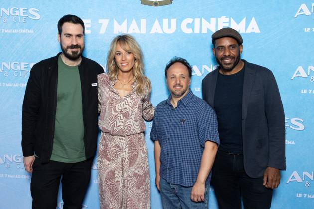 Anges & Cie Paris Film Premiere Simon Astier, Elodie Fontan, Romain Lancry, Loup-Denis Elion attends Anges & Cie Paris Film Premiere at Publicis Cinemas on April 29, 2025 in Paris, France. Photo by Nasser Berzane ABACAPRESS.COM Paris France  Copyright: xBerzanexNasser ABACAx