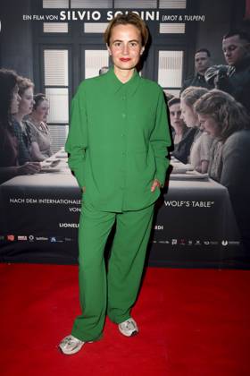 Olga von Luckwald German actress on the red carpet at the movie premiere Die Vorkosterinnen at Kino Babylon on May 05, 2025 in Berlin Berlin Germany