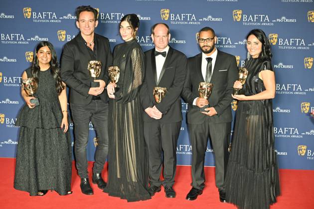 BAFTA TV Awards, Winners, London, UK, 11 May 2025. London, UK, 11 May 2025. Ahisha Ghafoor, Marcel Metteisiefen, Mayte Carrasco and members of cast and crew pose with the Current Affairs Award for State of Rage on the Winners Carpet at the BAFTA Television Awards with P&O Cruises at the Royal Festival Hall, London, UK., Credit:Lee Floyd Avalon UK, London, Royal Festival Hall Copyright: xLeexFloydx xAvalonx 0998024415