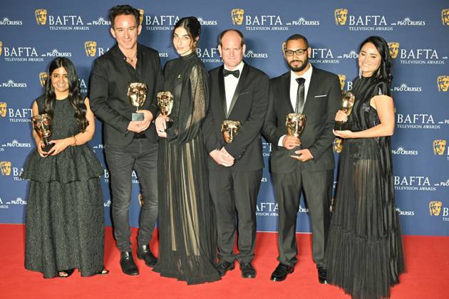 BAFTA TV Awards, Winners, London, UK, 11 May 2025. London, UK, 11 May 2025. Ahisha Ghafoor, Marcel Metteisiefen, Mayte Carrasco and members of cast and crew pose with the Current Affairs Award for State of Rage on the Winners Carpet at the BAFTA Television Awards with P&O Cruises at the Royal Festival Hall, London, UK., Credit:Lee Floyd Avalon UK, London, Royal Festival Hall Copyright: xLeexFloydx xAvalonx 0998024493
