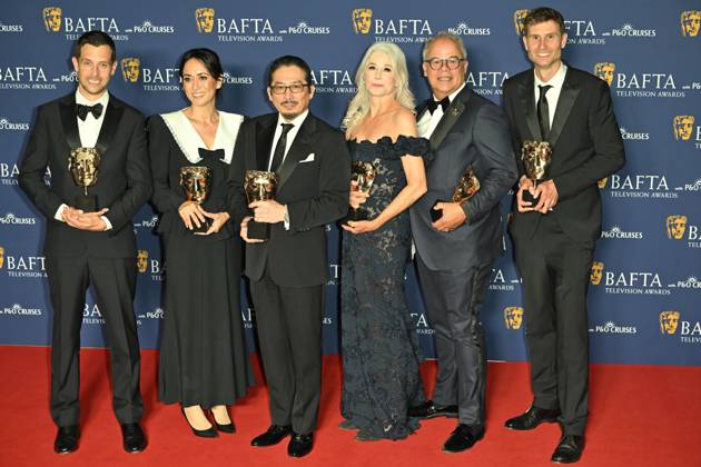 BAFTA TV Awards, Winners, London, UK, 11 May 2025. London, UK, 11 May 2025. (L-R) Justin Marks, Rachel Kondo, Hiroyuki Sanada, Michaela Clavell, Edward L. McDonnell and Jonathan Van Tulleken poses with the International Award for ShÅgun on the Winners Carpet at the BAFTA Television Awards with P&O Cruises at the Royal Festival Hall, London, UK., Credit:Lee Floyd Avalon UK, London, Royal Festival Hall Copyright: xLeexFloydx xAvalonx 0998025202