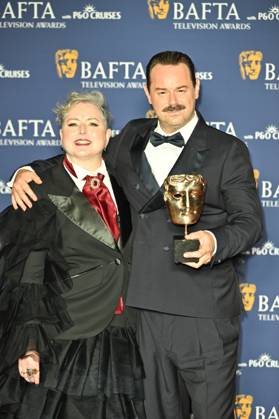 BAFTA TV Awards, Winners, London, UK, 11 May 2025. London, UK, 11 May 2025. Siobhan McSweeney and Danny Dyer pose with the Male Performance in a Comedy Programme Award for Mr Bigstuff on the Winners Carpet at the BAFTA Television Awards with P&O Cruises at the Royal Festival Hall, London, UK., Credit:Lee Floyd Avalon UK, London, Royal Festival Hall Copyright: xLeexFloydx xAvalonx 0998025620