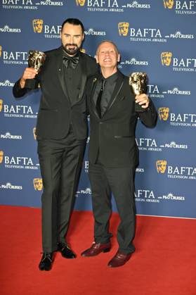 BAFTA TV Awards, Winners, London, UK, 11 May 2025. London, UK, 11 May 2025. Rylan Clark and Robert Rinder aka Judge Rinder, winners of the Factual Entertainment Award for Rob and Rylan s Grand Tour , pose on the Winners Carpet at the BAFTA Television Awards with P&O Cruises at the Royal Festival Hall, London, UK., Credit:Lee Floyd Avalon UK, London, Royal Festival Hall Copyright: xLeexFloydx xAvalonx 0998026464