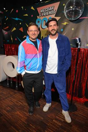 15 05 2025 , Florian Lukas and Felix Stienz at the premiere of the first season of Messiah Superstar, Bi Nuu, Berlin, Berlin