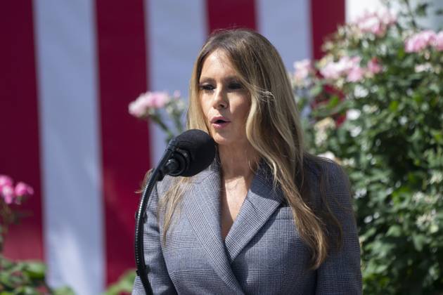First lady Melania Trump speaks during the ceremony for the the signing of S.146, The TAKE IT DOWN Act at the White House in Washington, DC, May 19, 2025. Copyright: xCNPx xMediaPunchx