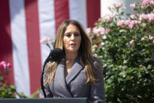 First lady Melania Trump speaks during the ceremony for the the signing of S.146, The TAKE IT DOWN Act at the White House in Washington, DC, May 19, 2025. Copyright: xCNPx xMediaPunchx