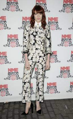 The NME Awards 2012 Florence Welch of Florence and The Machine attended the NME Awards 2012, O2 Academy Brixton, Stockwell Rd., London, England February 29th, 2012 full length black white playsuit floral print CAP CAN Can Nguyen London UK Great Britain Copyright: xCanxNguyen CapitalxPicturesx