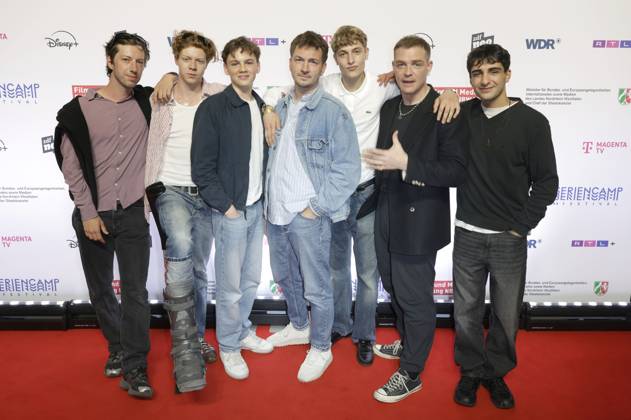 Maximilian Mauff, Arsseni Bultmann, Nico Marischka, Johannes Kienast, Jonathan Kriener, David Schütter and Loran Alhasan at the premiere of the ZDFneo series Chabos at the 11 Series Camp Festival 2025 at the Cinenova cinema in Cologne, 05 06 2025 Foto:xR.xSchmiegeltx xFuturexImagex chabos_5645